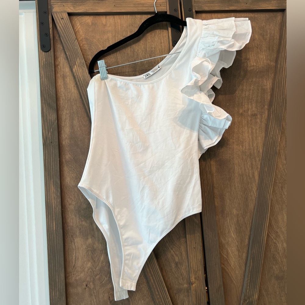 Zara One Shoulder Ruffle Bodysuit